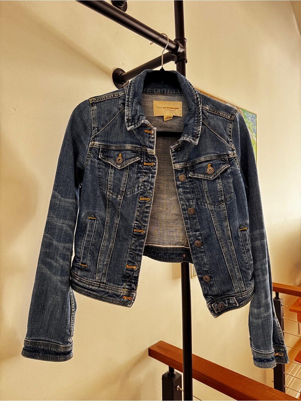 Pilcro and the Letterpress Distressed Blue Denim Jacket